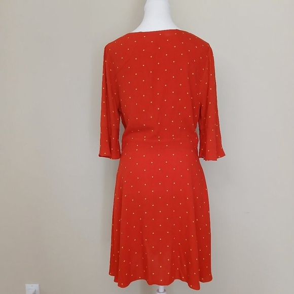 Free People All Yours Orange & Yellow Polka Dot Mini Dress Size 10 - Picture 8 of 11